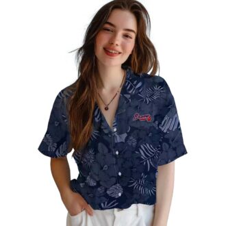 Atlanta Braves Tropical Jungle Vibes Hawaiian Shirt - Navy Aloha Gameday Baseball Outfit