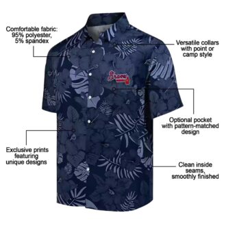 Atlanta Braves Tropical Jungle Vibes Hawaiian Shirt - Navy Aloha Gameday Baseball Outfit