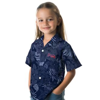 Atlanta Braves Tropical Jungle Vibes Hawaiian Shirt - Navy Aloha Gameday Baseball Outfit