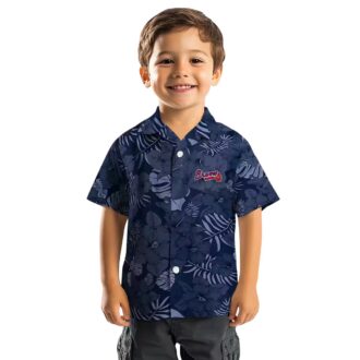 Atlanta Braves Tropical Jungle Vibes Hawaiian Shirt - Navy Aloha Gameday Baseball Outfit