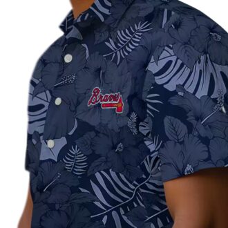Atlanta Braves Tropical Jungle Vibes Hawaiian Shirt - Navy Aloha Gameday Baseball Outfit