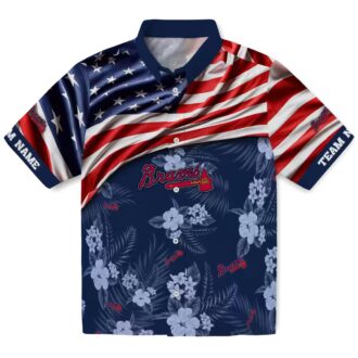 Best Custom Atlanta Braves Hawaiian Shirt - US Flag Hibiscus Navy for Fans