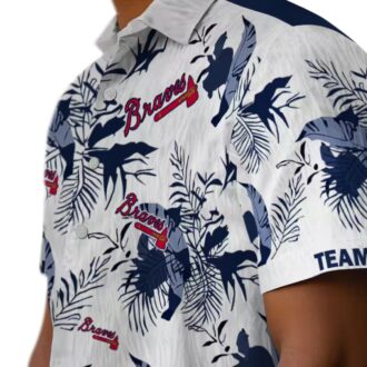 Custom Atlanta Braves Navy White Aloha Shirt - MLB Tropical Botanical Design