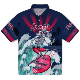 Custom Atlanta Braves Surfing Skeleton Hawaiian Shirt - Navy Blue MLB Fan Apparel