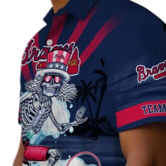 Custom Atlanta Braves Surfing Skeleton Hawaiian Shirt - Navy Blue MLB Fan Apparel
