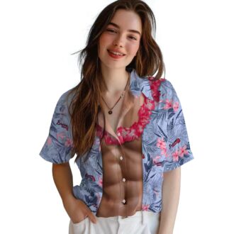 Limited Edition Atlanta Braves Chest Illusion Hawaiian Shirt - Navy MLB Baseball Fan Gear