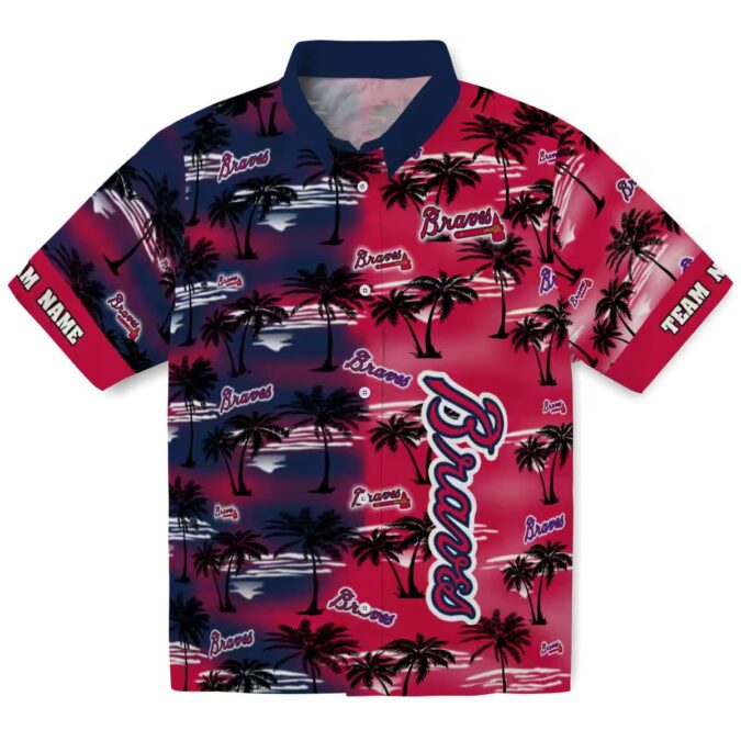 Limited Edition Atlanta Braves Hawaiian Shirt - Navy Palm Silhouettes MLB Apparel