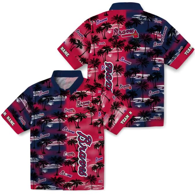 Limited Edition Atlanta Braves Hawaiian Shirt - Navy Palm Silhouettes MLB Apparel