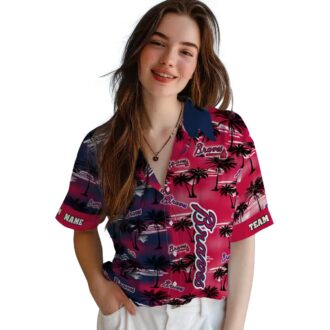 Limited Edition Atlanta Braves Hawaiian Shirt - Navy Palm Silhouettes MLB Apparel