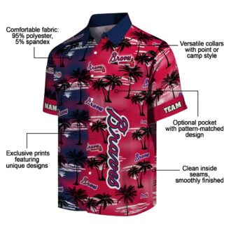 Limited Edition Atlanta Braves Hawaiian Shirt - Navy Palm Silhouettes MLB Apparel