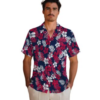 Limited Edition Atlanta Braves Hawaiian Shirt - Navy Tropical Floral Print