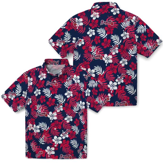 Limited Edition Atlanta Braves Hawaiian Shirt - Navy Tropical Floral Print
