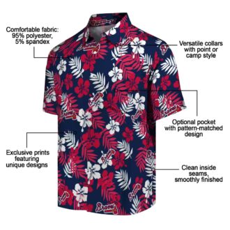 Limited Edition Atlanta Braves Hawaiian Shirt - Navy Tropical Floral Print