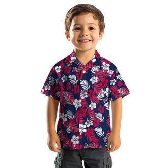Limited Edition Atlanta Braves Hawaiian Shirt - Navy Tropical Floral Print