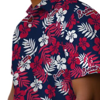 Limited Edition Atlanta Braves Hawaiian Shirt - Navy Tropical Floral Print