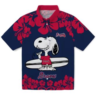 Limited Edition Atlanta Braves Snoopy Hawaiian Shirt - Navy White Aloha Tee
