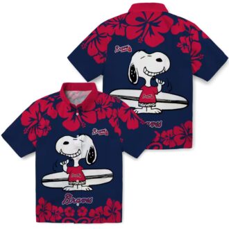Limited Edition Atlanta Braves Snoopy Hawaiian Shirt - Navy White Aloha Tee