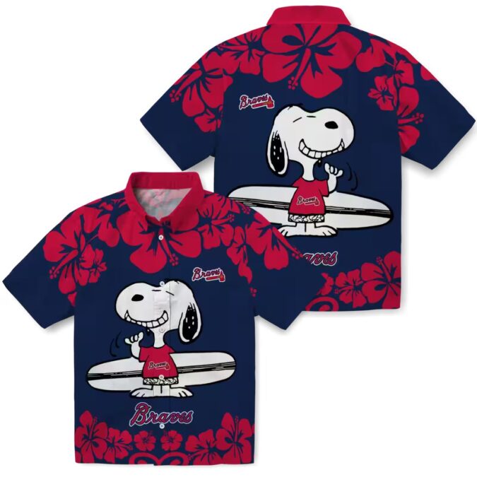 Limited Edition Atlanta Braves Snoopy Hawaiian Shirt - Navy White Aloha Tee