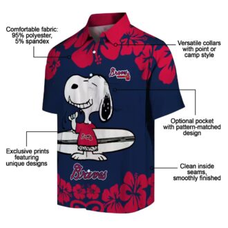 Limited Edition Atlanta Braves Snoopy Hawaiian Shirt - Navy White Aloha Tee
