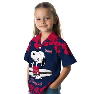 Limited Edition Atlanta Braves Snoopy Hawaiian Shirt - Navy White Aloha Tee