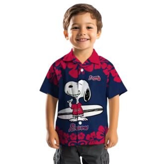 Limited Edition Atlanta Braves Snoopy Hawaiian Shirt - Navy White Aloha Tee
