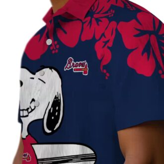 Limited Edition Atlanta Braves Snoopy Hawaiian Shirt - Navy White Aloha Tee