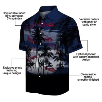 Men's Atlanta Braves Navy Black Hawaiian Shirt - Tropical Sunset Baseball Fan Gift