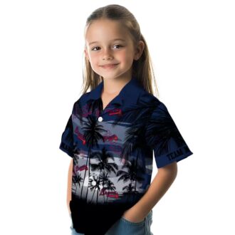 Men's Atlanta Braves Navy Black Hawaiian Shirt - Tropical Sunset Baseball Fan Gift