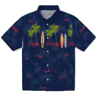 Men's Atlanta Braves Navy Hawaiian Shirt - Floral Palm Surfboard Print