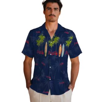 Men's Atlanta Braves Navy Hawaiian Shirt - Floral Palm Surfboard Print