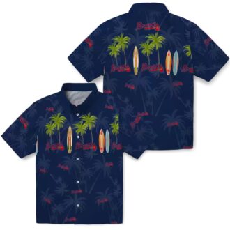Men's Atlanta Braves Navy Hawaiian Shirt - Floral Palm Surfboard Print