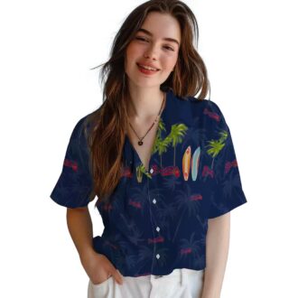 Men's Atlanta Braves Navy Hawaiian Shirt - Floral Palm Surfboard Print