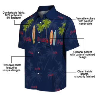 Men's Atlanta Braves Navy Hawaiian Shirt - Floral Palm Surfboard Print