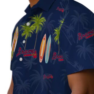 Men's Atlanta Braves Navy Hawaiian Shirt - Floral Palm Surfboard Print