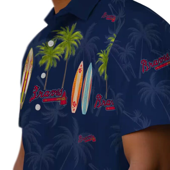Men's Atlanta Braves Navy Hawaiian Shirt - Floral Palm Surfboard Print