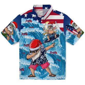 Men’s Atlanta Braves Surfing Santa Aloha Hawaiian Shirt - Beach Vacation Wear