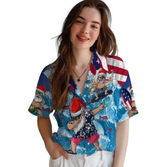 Men’s Atlanta Braves Surfing Santa Aloha Hawaiian Shirt - Beach Vacation Wear