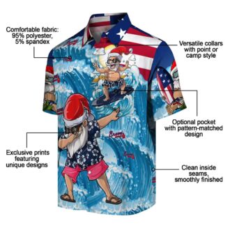 Men’s Atlanta Braves Surfing Santa Aloha Hawaiian Shirt - Beach Vacation Wear