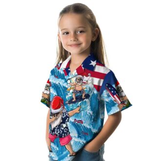 Men’s Atlanta Braves Surfing Santa Aloha Hawaiian Shirt - Beach Vacation Wear