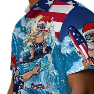 Men’s Atlanta Braves Surfing Santa Aloha Hawaiian Shirt - Beach Vacation Wear