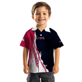 MLB Atlanta Braves Edgy Streaks Hawaiian Shirt - Navy White Floral Game Day Outfit