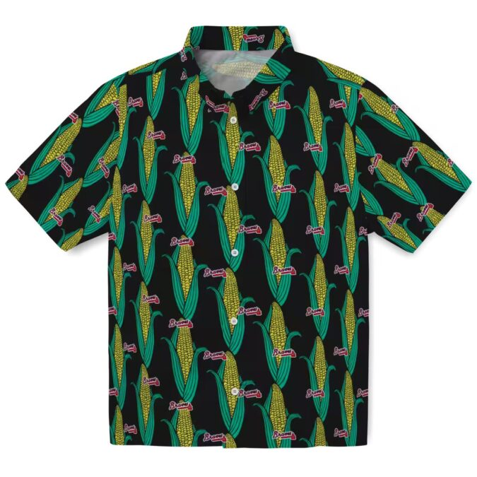 MLB Atlanta Braves Hawaiian Shirt - Green & Black Corn Design Vacation Shirt