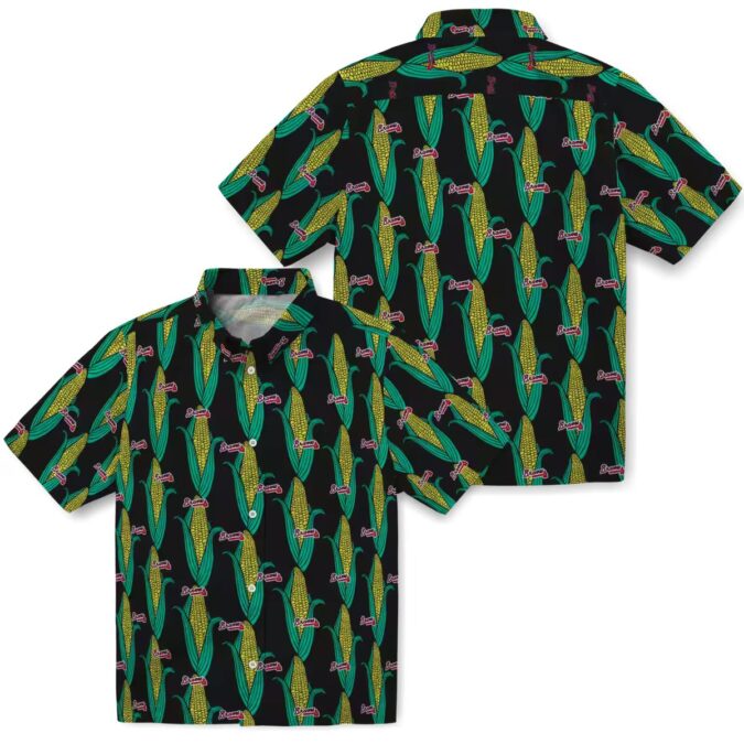 MLB Atlanta Braves Hawaiian Shirt - Green & Black Corn Design Vacation Shirt