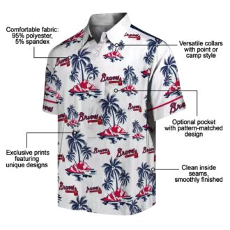 Official Atlanta Braves Navy White Hawaiian Shirt - Palm Island Tropical Wear