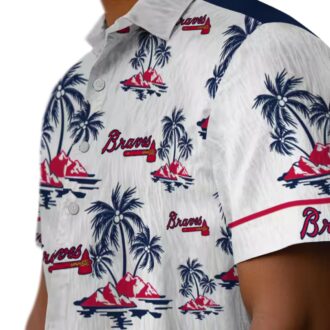 Official Atlanta Braves Navy White Hawaiian Shirt - Palm Island Tropical Wear