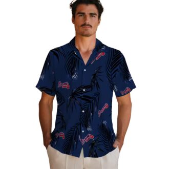 Official Atlanta Braves Palm Leaf Hawaiian Shirt - MLB Navy Summer Wear