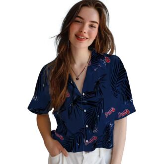 Official Atlanta Braves Palm Leaf Hawaiian Shirt - MLB Navy Summer Wear