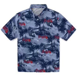 Official Atlanta Braves Summer Hawaiian Shirt - Coastal Palms Navy Aloha MLB Apparel