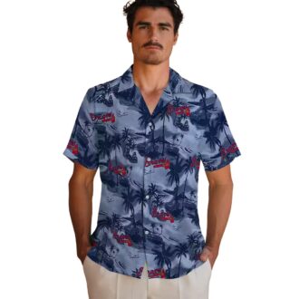 Official Atlanta Braves Summer Hawaiian Shirt - Coastal Palms Navy Aloha MLB Apparel