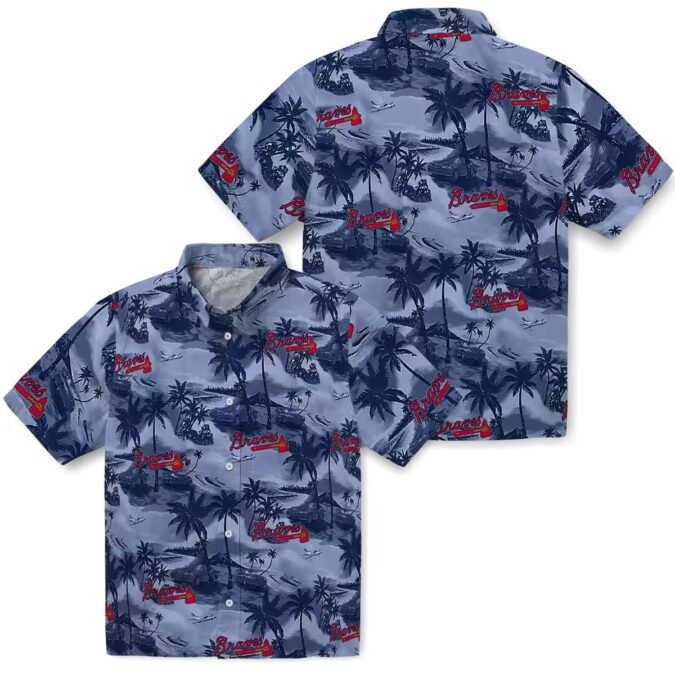 Official Atlanta Braves Summer Hawaiian Shirt - Coastal Palms Navy Aloha MLB Apparel